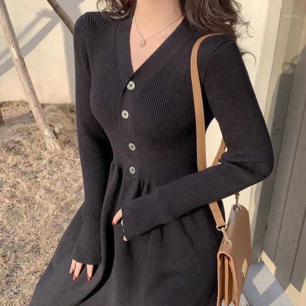 fall women's clothing retro v-neck long sleeve black knitted dress woman dresses vestido de mujer femme robe casual, Black;gray
fall women's clothing retro v-neck long sleeve black knitted dress woman dresses vestido de mujer femme robe casual, Black;gray