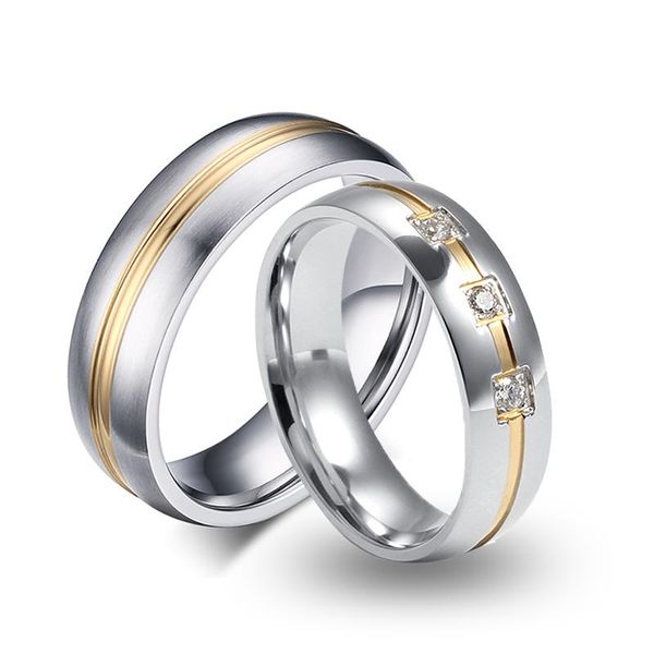 wedding rings 6mm simple fashion couple ring gold line 316l stainless steel jewelry cz engagement, Slivery;golden
wedding rings 6mm simple fashion couple ring gold line 316l stainless steel jewelry cz engagement, Slivery;golden