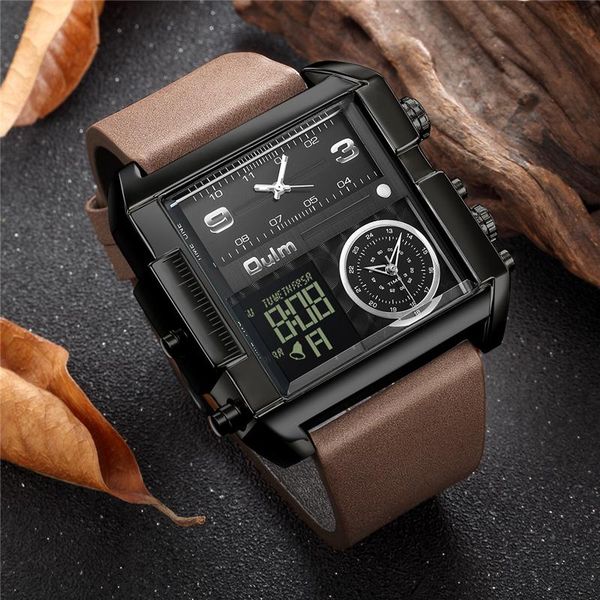 wristwatches mens sports watches oulm men military digital quartz watch fashion square dial leather wristwatch relogio masculin, Slivery;brown
wristwatches mens sports watches oulm men military digital quartz watch fashion square dial leather wristwatch relogio masculin, Slivery;brown