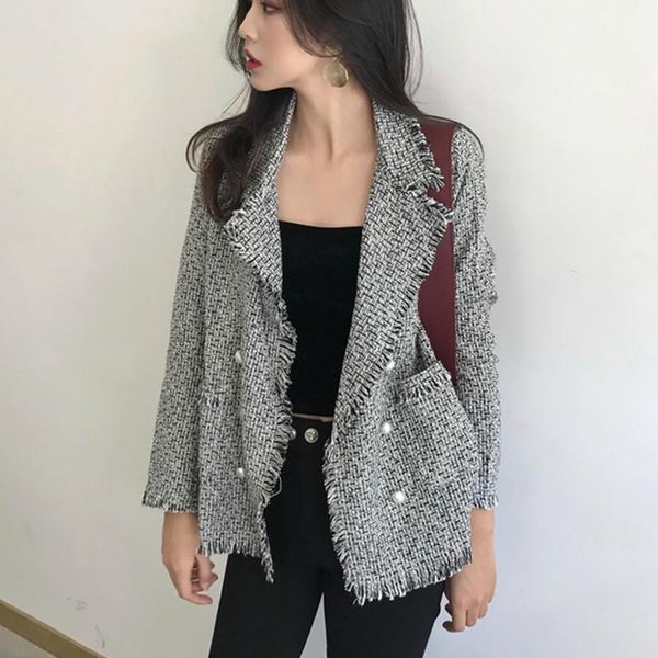 women's jackets retro tassel coat women fashion 2021 lapel slim jacket autumn female casual double-breasted plaid elegant, Black;brown
women's jackets retro tassel coat women fashion 2021 lapel slim jacket autumn female casual double-breasted plaid elegant, Black;brown