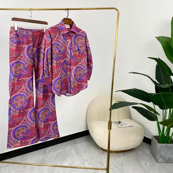 women's two piece pants style cotton floral print long wide leg suits full length sleeve blouse women fashion, White
women's two piece pants style cotton floral print long wide leg suits full length sleeve blouse women fashion, White