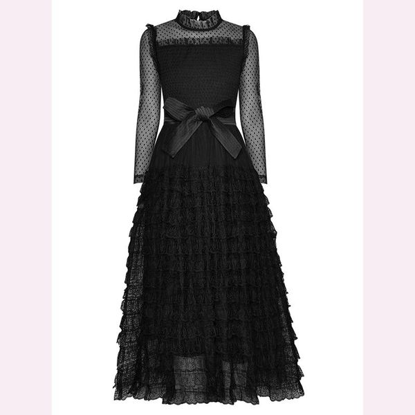 casual dresses est nice spring vertical collar mesh perspective long sleeve lace dress, Black;gray
casual dresses est nice spring vertical collar mesh perspective long sleeve lace dress, Black;gray