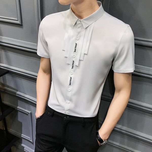 men's casual shirts vintage short sleeve shirt men slim business formal dress social party clothing streetwear brand chemise homme, White;black
men's casual shirts vintage short sleeve shirt men slim business formal dress social party clothing streetwear brand chemise homme, White;black