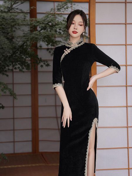 ethnic clothing fall winter vintage button chinese dress bodycon mandarin collar cheongsams elegant lace oriental prom gown classic qip, Red
ethnic clothing fall winter vintage button chinese dress bodycon mandarin collar cheongsams elegant lace oriental prom gown classic qip, Red