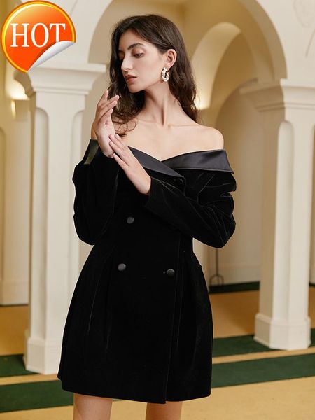 casual dresses french hepburn party lady dress off shoulder double breasted small black, Black;gray
casual dresses french hepburn party lady dress off shoulder double breasted small black, Black;gray