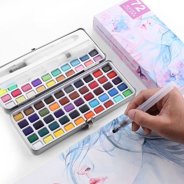 72 colors professional solid watercolor paint set with water brush portable box pigment for drawing diy stationery art supply, Black;red
72 colors professional solid watercolor paint set with water brush portable box pigment for drawing diy stationery art supply, Black;red