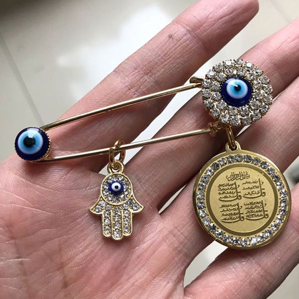 hamsa hand of fatima four qul suras turkish evil eye baby pin stainless steel brooch islam muslim jewelry, Gray
hamsa hand of fatima four qul suras turkish evil eye baby pin stainless steel brooch islam muslim jewelry, Gray
