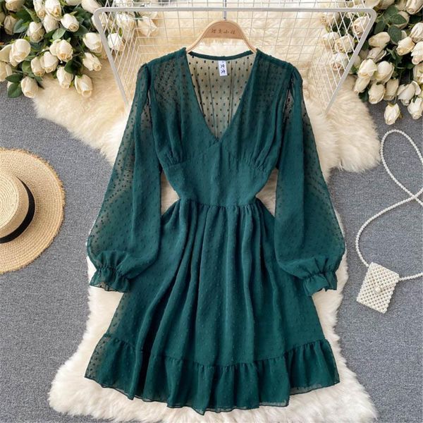 casual dresses chiffon women autumn dress deep v neck long sleeve short fashion dot thin vestidos female clothing 2021, Black;gray
casual dresses chiffon women autumn dress deep v neck long sleeve short fashion dot thin vestidos female clothing 2021, Black;gray