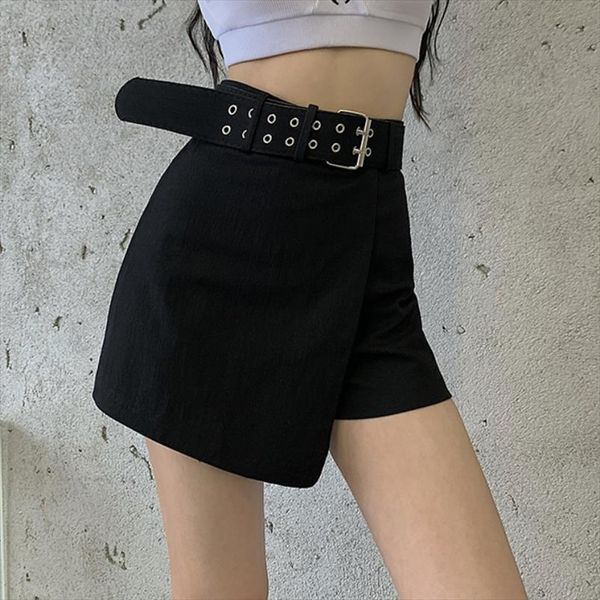 high waist summer fashion women shorts belt irregular korean black cotton casual office ladies designed, White;black
high waist summer fashion women shorts belt irregular korean black cotton casual office ladies designed, White;black