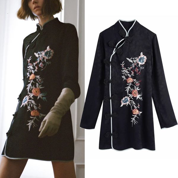 new jacquard 2021 embroidered black women long sleeve elegant mini dresses woman chinese style floral vintage dress ehmr 9pwl, Black;gray 
new jacquard 2021 embroidered black women long sleeve elegant mini dresses woman chinese style floral vintage dress ehmr 9pwl, Black;gray