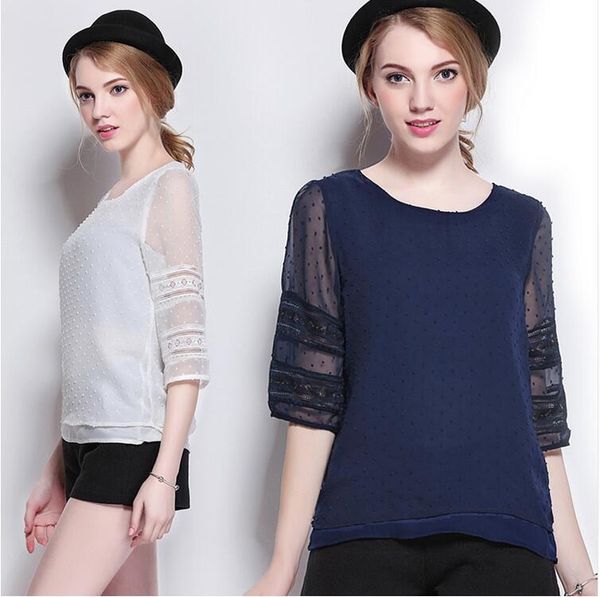 2021 summer women chiffon lace blouse large size casual blouses o neck elegant shirts women plus size clothing, White
2021 summer women chiffon lace blouse large size casual blouses o neck elegant shirts women plus size clothing, White