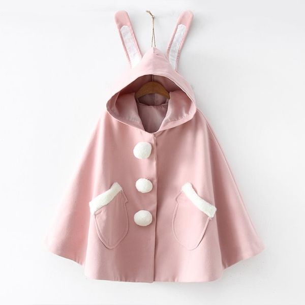 women's jackets cute pink hair ball pocket long ears hooded woolen cloak coat female 2021 autumn winter, Black;brown
women's jackets cute pink hair ball pocket long ears hooded woolen cloak coat female 2021 autumn winter, Black;brown