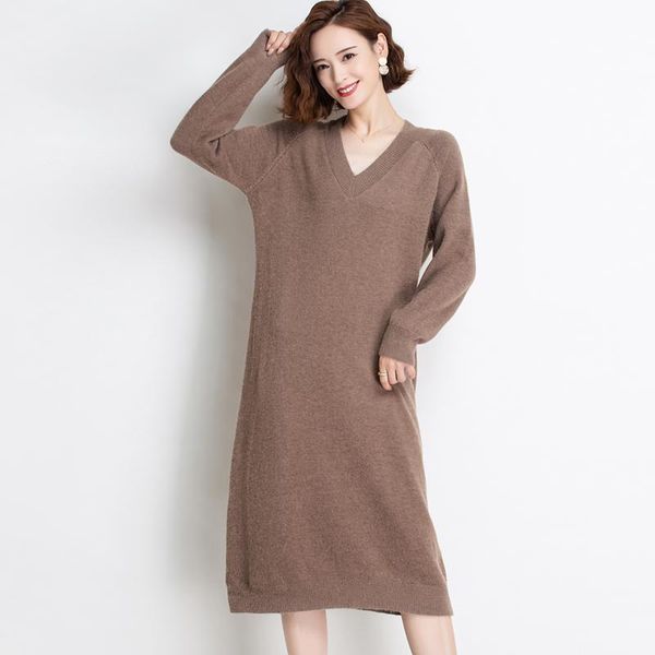 casual dresses women loose sweater dress 2021 autumn winter lady v-neck knitted oversized style knitwear, Black;gray
casual dresses women loose sweater dress 2021 autumn winter lady v-neck knitted oversized style knitwear, Black;gray