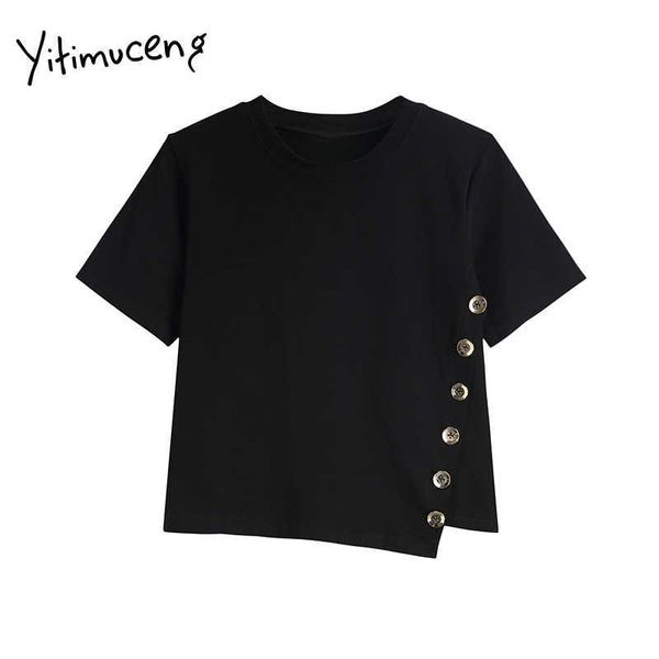 yitimuceng o-neck woman tshirts irregular fashion solid short tees summer button girly clothing comfortable streetwear 210601, White
yitimuceng o-neck woman tshirts irregular fashion solid short tees summer button girly clothing comfortable streetwear 210601, White