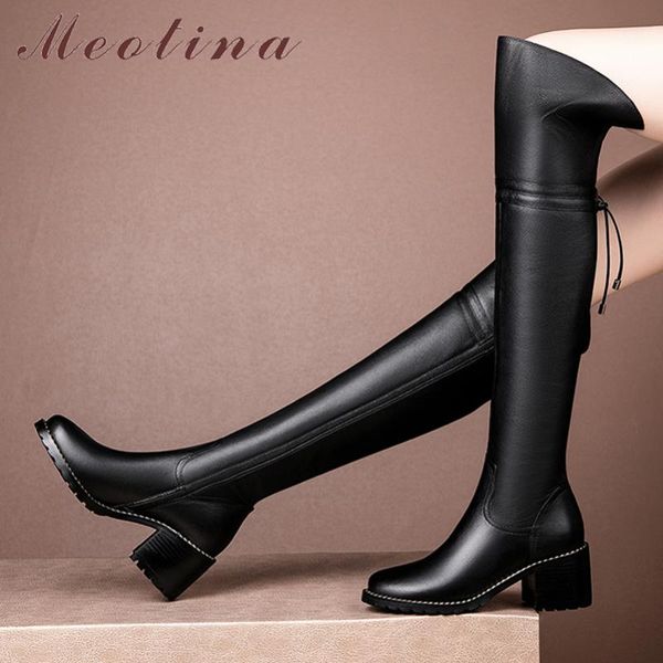 boots meotina women genuine leather over the knee thick high heel lace up fashion round toe zipper lady winter black
boots meotina women genuine leather over the knee thick high heel lace up fashion round toe zipper lady winter black