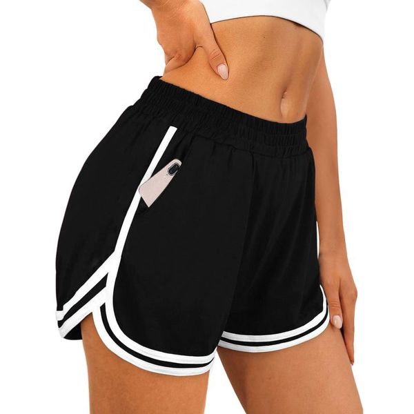 women's shorts summer running women striped side quick dry gym loose sport with pocket breathable yo-ga athletic, White;black
women's shorts summer running women striped side quick dry gym loose sport with pocket breathable yo-ga athletic, White;black