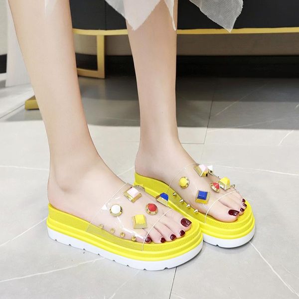 slippers rimocy transparent pvc summer beach women 2021 fashion rivet wedge platform sandals woman thick sole outdoor slides, Black
slippers rimocy transparent pvc summer beach women 2021 fashion rivet wedge platform sandals woman thick sole outdoor slides, Black