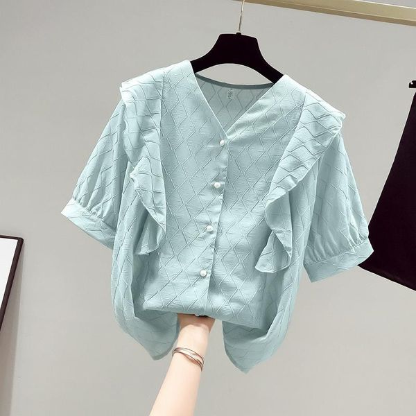 women's blouses & shirts 2021 summer fashion v neck ruffles short sleeves shirt girls ladies casual, White
women's blouses & shirts 2021 summer fashion v neck ruffles short sleeves shirt girls ladies casual, White