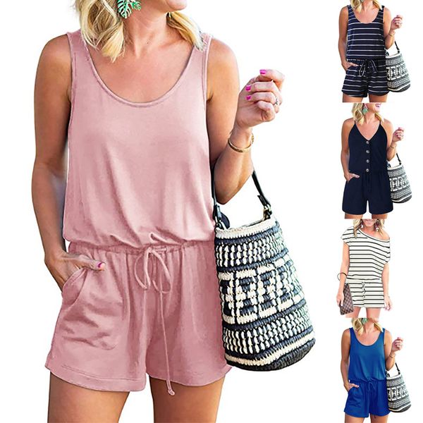 2021 new women playsuits summer stripe print o neck tank lace up ladies overalls casual sleeveless pocket jumpsuit slim short romper l8f6, Black
2021 new women playsuits summer stripe print o neck tank lace up ladies overalls casual sleeveless pocket jumpsuit slim short romper l8f6, Black