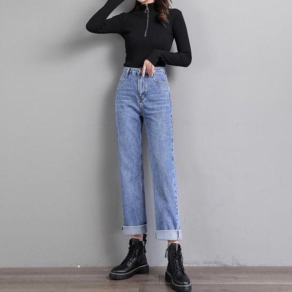 women's jeans denim wide-leg women 2021 spring korean style high waist zipper loose trousers, Blue
women's jeans denim wide-leg women 2021 spring korean style high waist zipper loose trousers, Blue