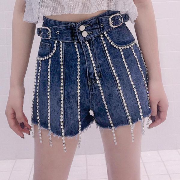 women's shorts 2021 summer women high waist chain boho vintage belt design denim pantalones feminino, White;black
women's shorts 2021 summer women high waist chain boho vintage belt design denim pantalones feminino, White;black