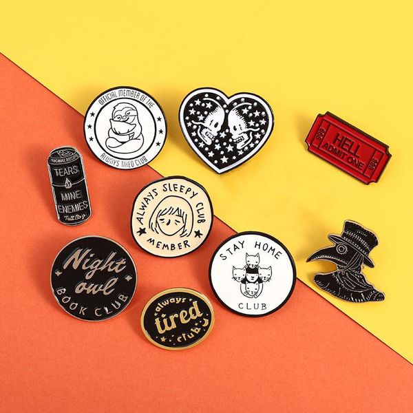 pins, brooches punk series brooch black and white skull stay home club crow's beak always sleepy cartoon jewelry badge gifts wholesale, Gray
pins, brooches punk series brooch black and white skull stay home club crow's beak always sleepy cartoon jewelry badge gifts wholesale, Gray