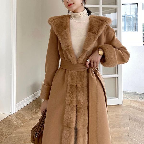 women's wool & blends winter women genuine hooded coat fashion double side cardigan with belt, Black
women's wool & blends winter women genuine hooded coat fashion double side cardigan with belt, Black