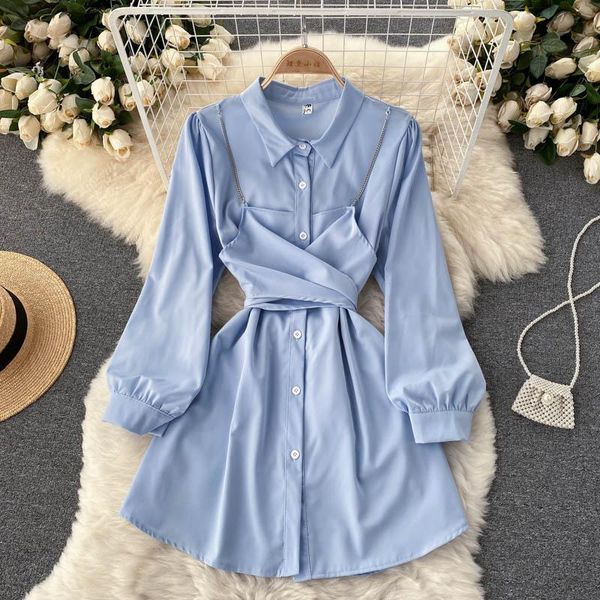 casual dresses autumn 2021 fashion simple vestidos female lapel puff sleeve fake two-piece shirt dress mini df769, Black;gray
casual dresses autumn 2021 fashion simple vestidos female lapel puff sleeve fake two-piece shirt dress mini df769, Black;gray