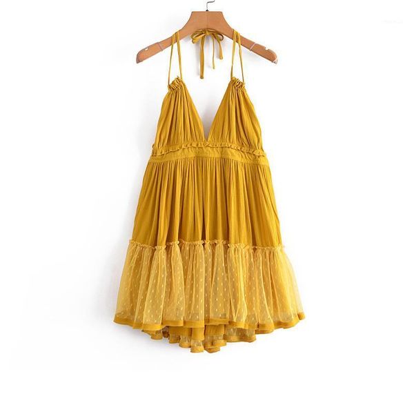 women dress summer spaghetti strap v-neck lace gauze yellow solid casual knee-length dresses, Black;gray
women dress summer spaghetti strap v-neck lace gauze yellow solid casual knee-length dresses, Black;gray