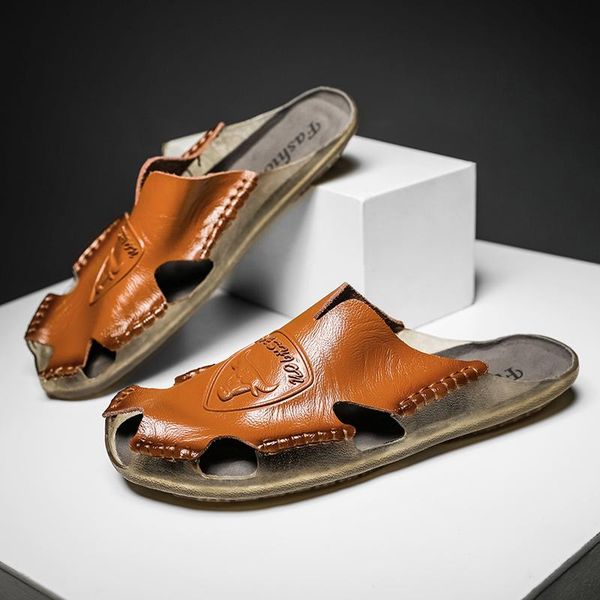 slippers cowhide leather mens casual summer beach male black brown flip flops indoor outdoor flats footwear
slippers cowhide leather mens casual summer beach male black brown flip flops indoor outdoor flats footwear