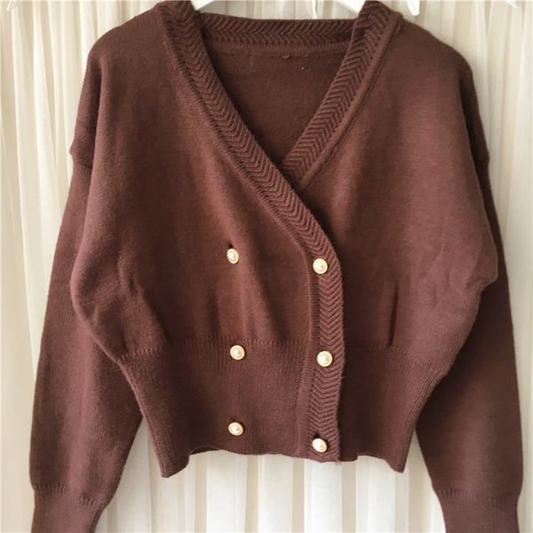 2021 spring new ladies solid color knitted cardigan fashion double breasted waist slim v-neck sweater coat women 16q354, Black;brown
2021 spring new ladies solid color knitted cardigan fashion double breasted waist slim v-neck sweater coat women 16q354, Black;brown
