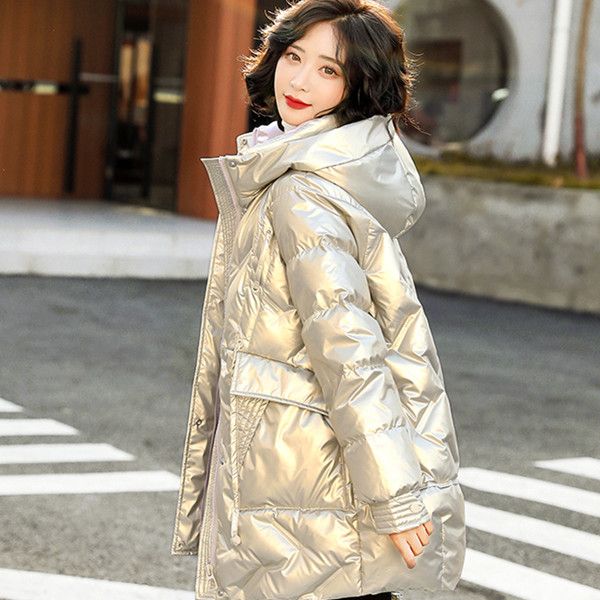 down jacket high-end bright face winter fashion white duck and thick cocoon coat, Black
down jacket high-end bright face winter fashion white duck and thick cocoon coat, Black