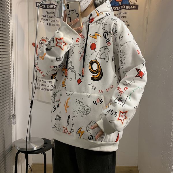 2021 new men's thicken comic printing coats cotton clothes hooded hoodies casual fashion pullover loose male sweatshirts big size m-5xl, Black
2021 new men's thicken comic printing coats cotton clothes hooded hoodies casual fashion pullover loose male sweatshirts big size m-5xl, Black