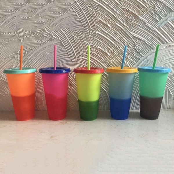 710ml pp temperature magical color change cups colorful cold water color changing coffee cup mug water bottl with straws 5pcs
710ml pp temperature magical color change cups colorful cold water color changing coffee cup mug water bottl with straws 5pcs