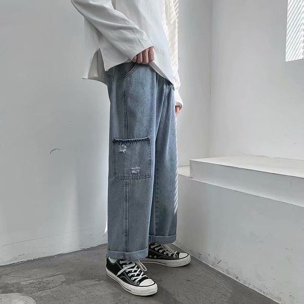 2021 new korean wide-leg men's fashion retro casual men streetwear wild loose hip-hop straight jeans pants mens s-3xl 9lgj, Blue
2021 new korean wide-leg men's fashion retro casual men streetwear wild loose hip-hop straight jeans pants mens s-3xl 9lgj, Blue