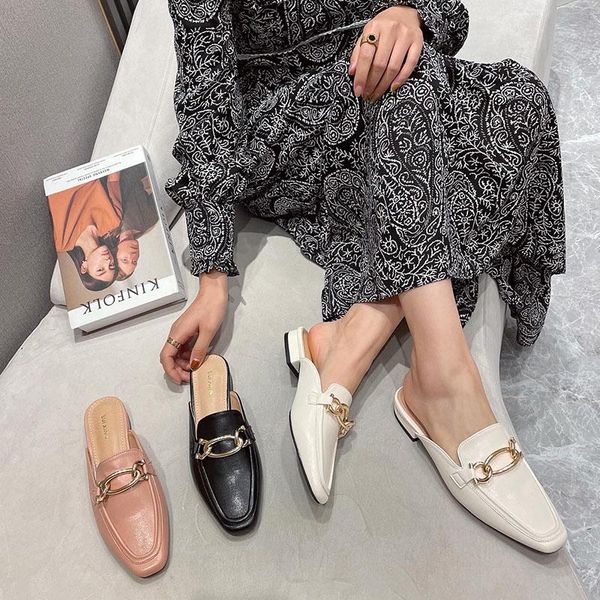slippers women flat fashion metal chain close toe mule shoes slip on casual loafers brand slides flip flops zapatos de mujer, Black
slippers women flat fashion metal chain close toe mule shoes slip on casual loafers brand slides flip flops zapatos de mujer, Black