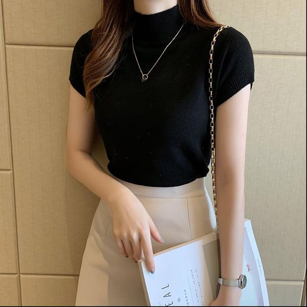women knitted t shirts turnelneck tees plain solid knitted short sleeve casual o neck t shirts for women 2021 autumn, White
women knitted t shirts turnelneck tees plain solid knitted short sleeve casual o neck t shirts for women 2021 autumn, White