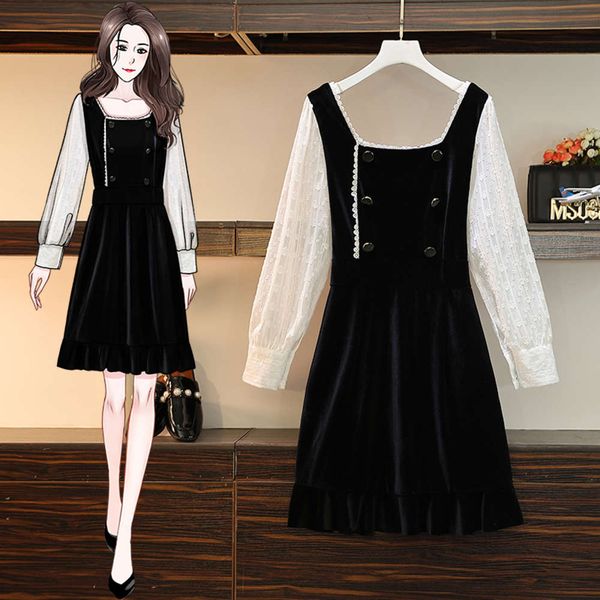 early spring 2021 new large size women's fat sister french hepburn style platycodon grandiflorum age reducing dress, Black;gray
early spring 2021 new large size women's fat sister french hepburn style platycodon grandiflorum age reducing dress, Black;gray