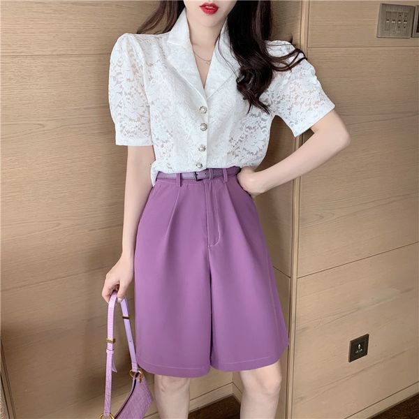 2021 new women summer fashion elegant two piece set female short sleeve lace blouse shirt +knee-length wide leg pants suit l223mlli, Gray
2021 new women summer fashion elegant two piece set female short sleeve lace blouse shirt +knee-length wide leg pants suit l223mlli, Gray