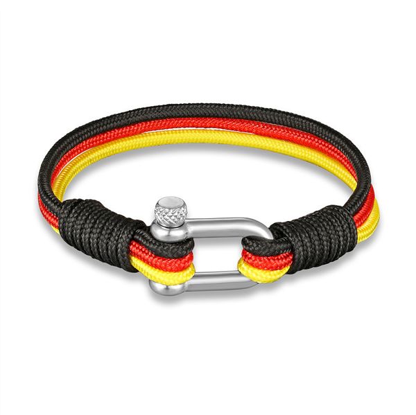 three color paracord stainless steel buckle cuff bracelet fashion world cup jewelry, White
three color paracord stainless steel buckle cuff bracelet fashion world cup jewelry, White