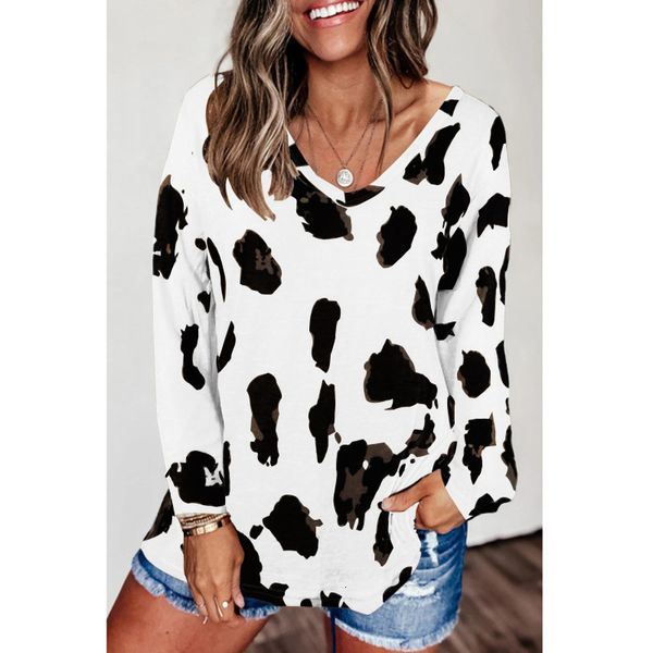 loose printed ladies casual v throat long mouw brain clothing european women's t-shirt, White
loose printed ladies casual v throat long mouw brain clothing european women's t-shirt, White