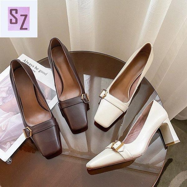 dress shoes high heels 2021 spring fashion square toe thick heel one pedal professional leather single women's, Black
dress shoes high heels 2021 spring fashion square toe thick heel one pedal professional leather single women's, Black