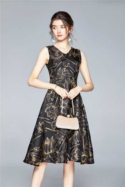 vintage designer woman dress women luxury jacquard dress elegant evening party robe female sleeveless dresses vestido feminino 210525, Black;gray
vintage designer woman dress women luxury jacquard dress elegant evening party robe female sleeveless dresses vestido feminino 210525, Black;gray