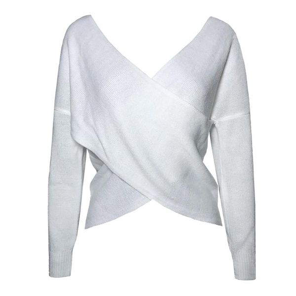 women's sweaters 2021 autumn winter womens knitted sweater long sleeve short crop deep v neck backless casual women knitwear, White;black
women's sweaters 2021 autumn winter womens knitted sweater long sleeve short crop deep v neck backless casual women knitwear, White;black
