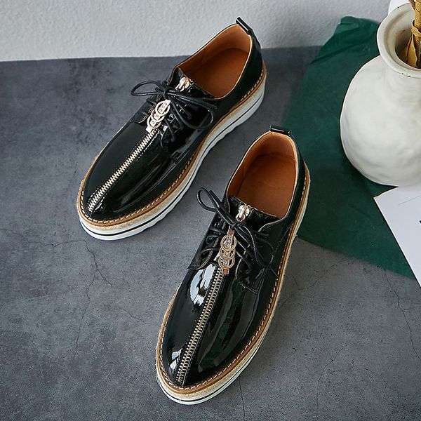 womens genuine leather front zip lace-up platform flats oxfors leisure brogues shoes female comfortable footwear, Black
womens genuine leather front zip lace-up platform flats oxfors leisure brogues shoes female comfortable footwear, Black