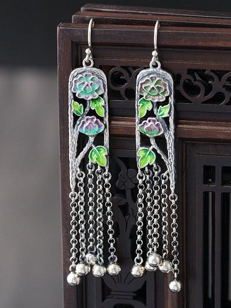 2021 new style long tassel classical thai cloisonne real s925 sterling sier peony flower earrings for woman ykn9, Silver
2021 new style long tassel classical thai cloisonne real s925 sterling sier peony flower earrings for woman ykn9, Silver