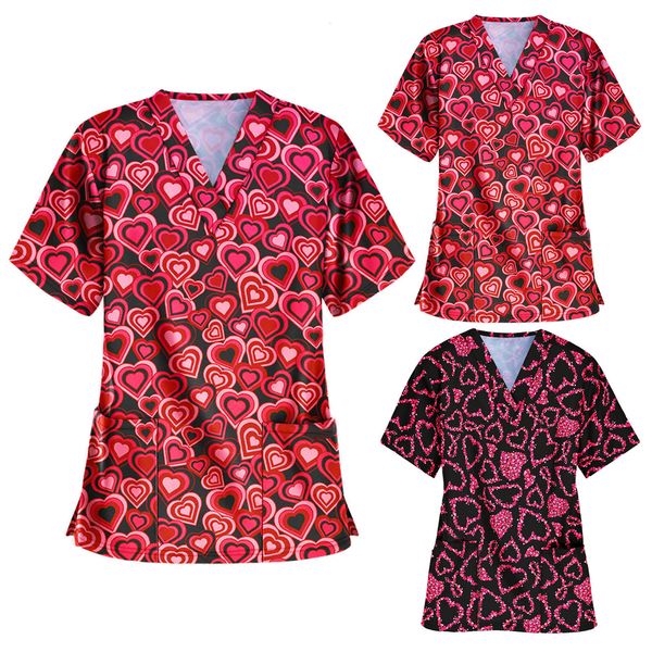 nurse monkey valentine's day women short workshop uniforms decorating v blusa mfag, White;black 
nurse monkey valentine's day women short workshop uniforms decorating v blusa mfag, White;black