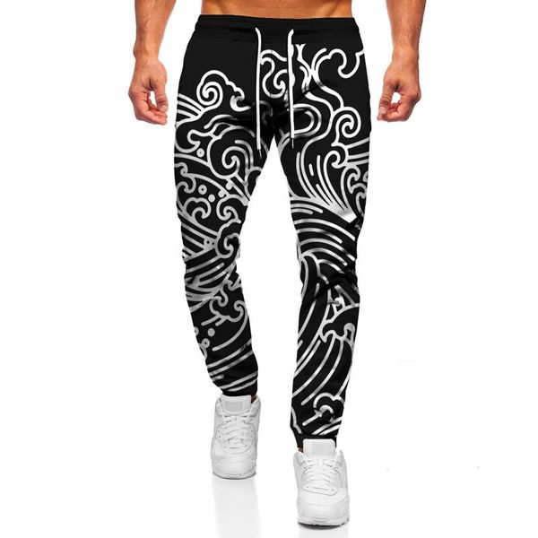 men's pants spring and autumn 3d wave print loose sports comfortable fitness casual harajuku large size jogging, Black
men's pants spring and autumn 3d wave print loose sports comfortable fitness casual harajuku large size jogging, Black
