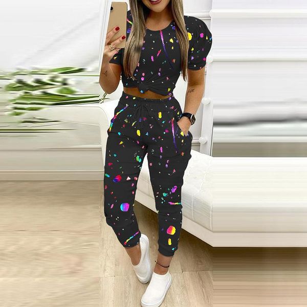 women's two piece pants fashion women suit slim o-neck short sleeve blouse+high waist drawstring straight long vintage print lady set, White
women's two piece pants fashion women suit slim o-neck short sleeve blouse+high waist drawstring straight long vintage print lady set, White