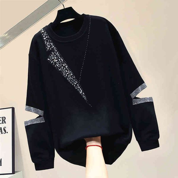 women's hoodies & sweatshirts handmade diamonds holes o-neck black sweatshirt women modis ins loose korean arrival long sleeve top
women's hoodies & sweatshirts handmade diamonds holes o-neck black sweatshirt women modis ins loose korean arrival long sleeve top